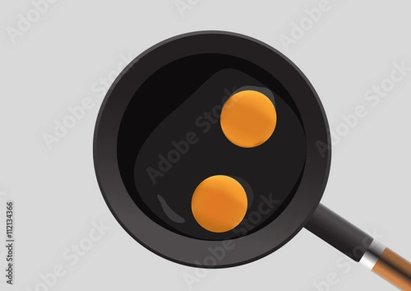 Obraz two raw chicken egg in a pan vector design