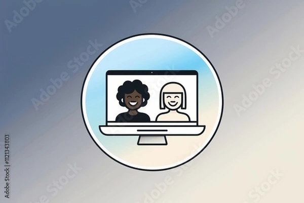 Obraz A modern sleek logo template for a video chat