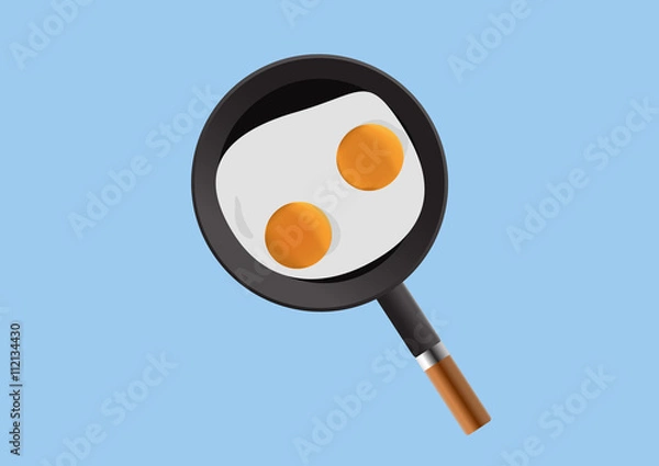 Obraz two chicken egg in a pan vector design