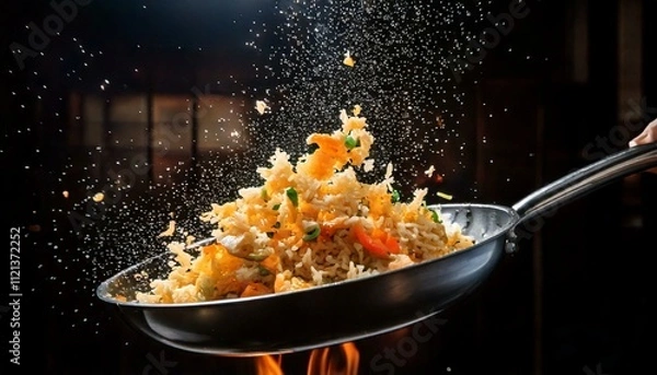 Obraz フライパンでチャーハンを作る