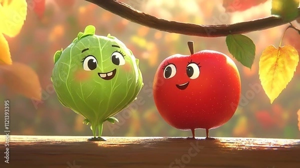 Obraz red apple tree in autumn