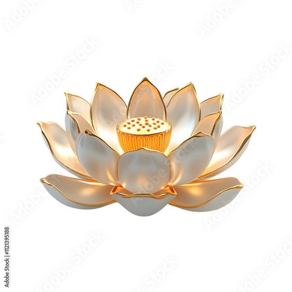 Fototapeta Illuminated lotus flower sculpture tranquil setting decorative art serene environment close-up perspective zen concept