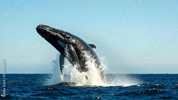 Obraz Majestic Humpback Whale Breaching The Surface Of The Ocean