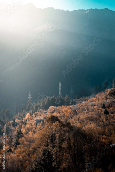 Obraz fog over the mountains