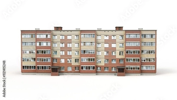 Obraz 3D rendering of an old building on a white background
