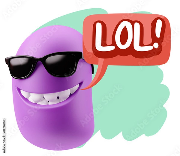 Fototapeta 3d Illustration Laughing Character Emoji Expression saying Lol w