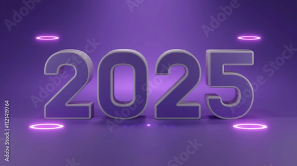 Fototapeta 2025 text 
A 3D render of the text "2025" in a futuristic, stylized font. The text is purple and is placed on a purple background.