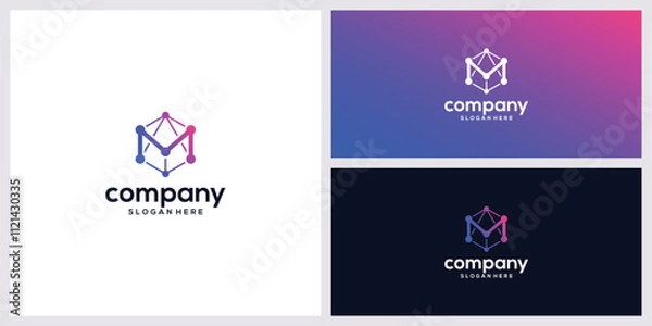 Obraz letter m dot exagon logo technology