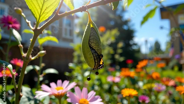 Obraz A Colorful Butterfly Emerging From Its Chrysalis