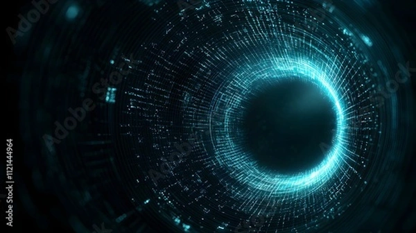 Fototapeta Futuristic digital vortex with glowing data streams