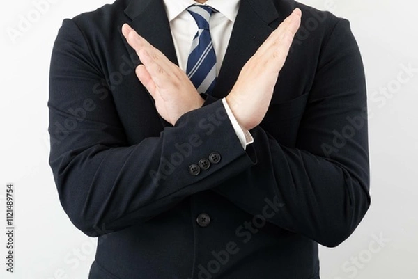 Obraz スーツ姿のビジネスマンポーズ NG