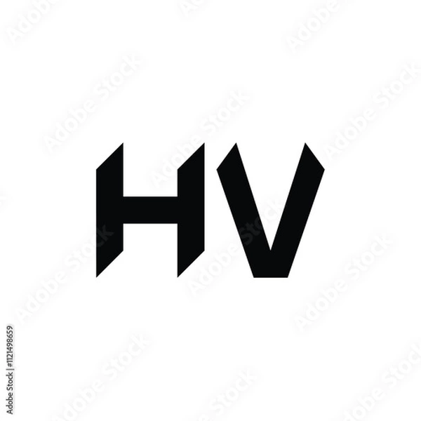 Fototapeta HV monogram logo design letter text name symbol monochrome logotype alphabet character simple logo