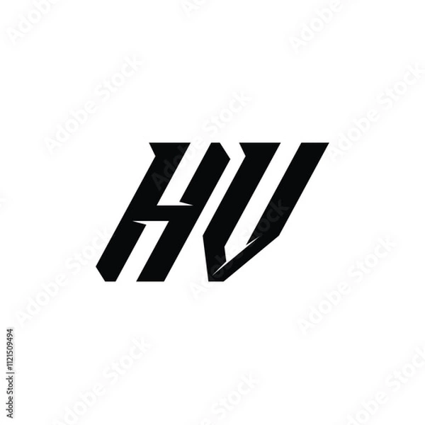 Fototapeta HV monogram logo design letter text name symbol monochrome logotype alphabet character simple logo