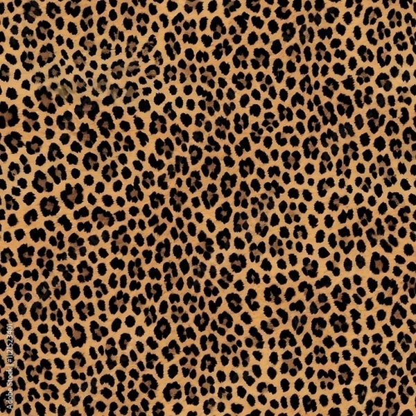 Fototapeta Wild and Feline: A seamless, captivating pattern featuring a classic leopard print in rich brown and black tones, perfect for adding a touch of untamed elegance to your designs.  
