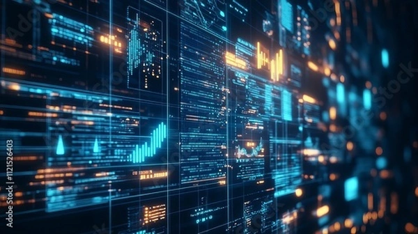 Obraz Big data science analysis and business technology concept on virtual screen with data visualization and graphs