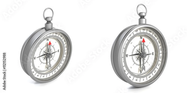 Fototapeta Compass isolated on white background with shadow