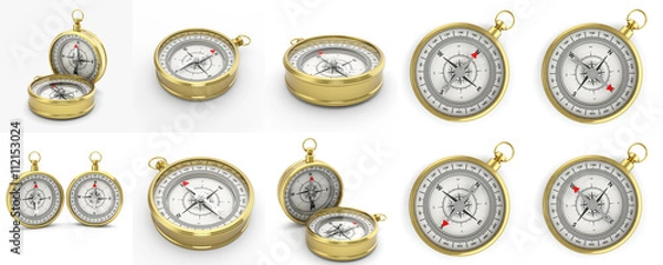 Obraz Compass isolated on white background with shadow