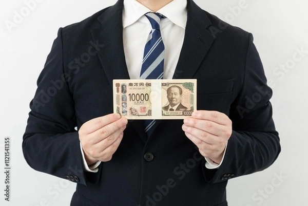 Obraz スーツ姿のビジネスマン お金