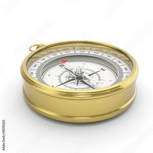 Fototapeta Compass isolated on white background with shadow