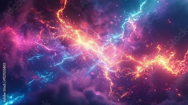 Fototapeta Electric Storm: Captivating Image of Thunder and Lightning, Ai Generative.