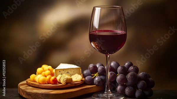 Obraz red wine and grapes