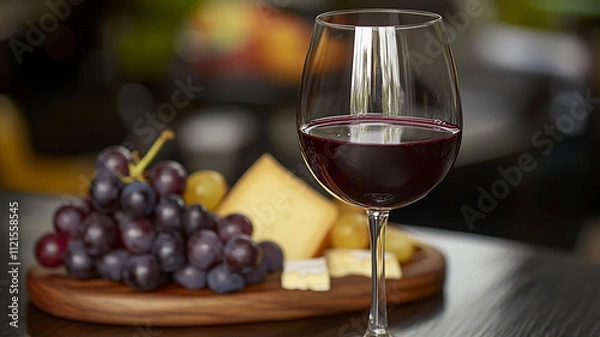 Obraz glass of red wine and grapes