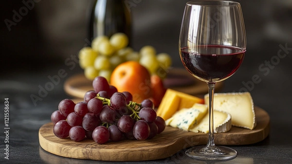 Obraz red wine and cheese