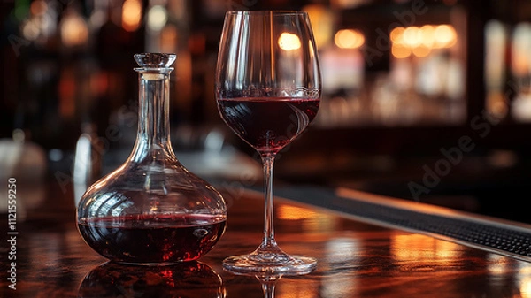 Obraz glass of red wine on table