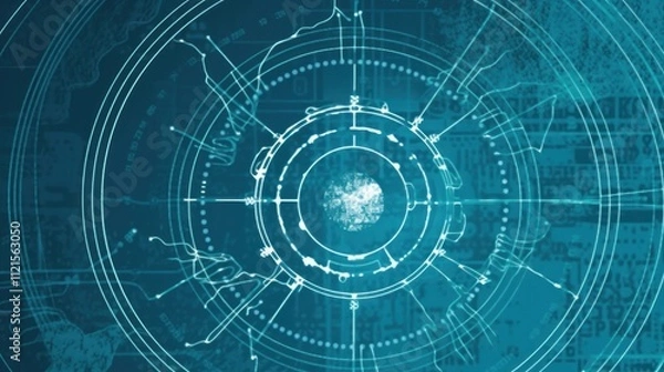 Obraz Abstract digital design featuring circular patterns and lines, suggesting technology and data.