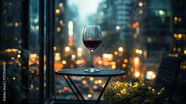 Obraz glass of red wine at night