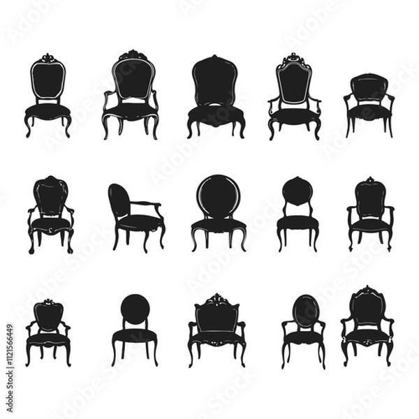 Obraz chair silhouette set vector design