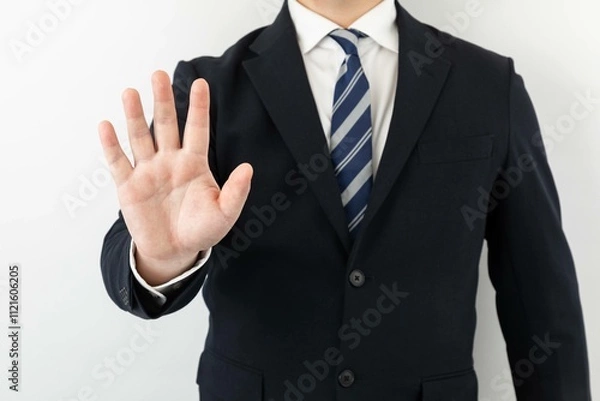 Obraz スーツ姿のビジネスマンポーズ ストップ