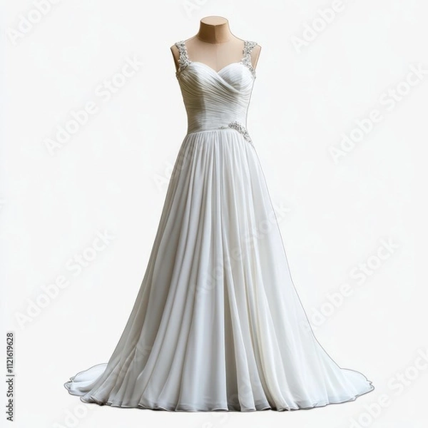 Fototapeta Elegant A-line Wedding Gown with Beaded Straps