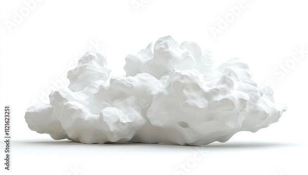 Fototapeta Isolated White Cloud on Transparent Background: 3D Rendered Image in PNG Format with No Shadow or Black Border