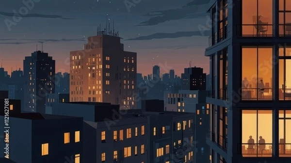 Fototapeta City Lights at Dusk