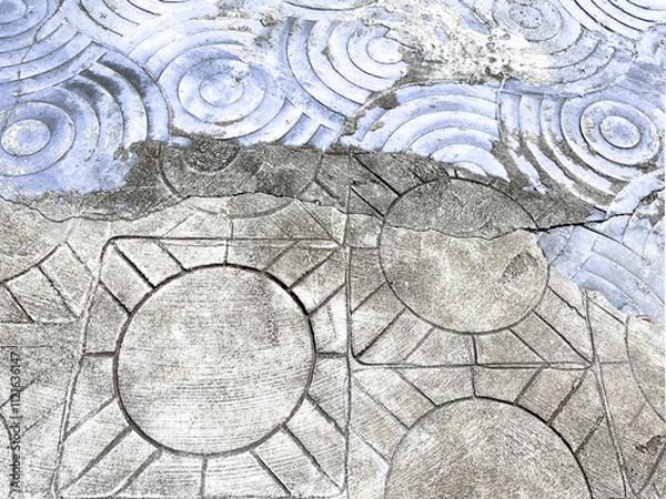 Fototapeta Close Up Texture Geometric Pattern On The Old Floor At Mukdahan, Thailand. 08 Nov 2024. AM