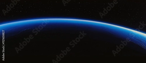 Fototapeta Stunning View of Earths Atmosphere: Blue Horizon Against Dark Space - Perfect for Science, Nature, and Educational Themes in Stock Photography
