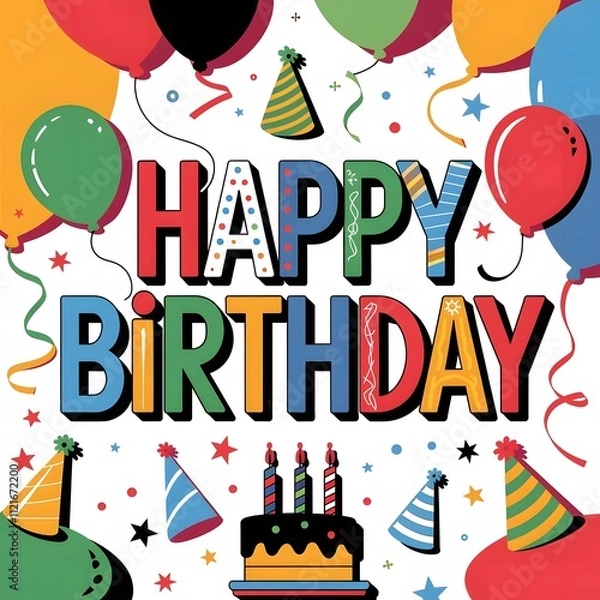 Obraz a vibrant and playful background of Happy Birth Day 