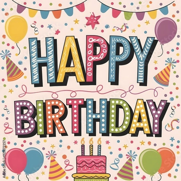 Obraz a vibrant and playful background of Happy Birth Day 