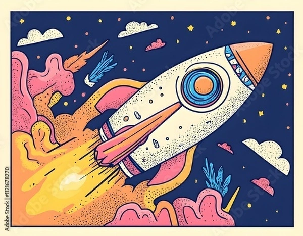 Fototapeta space rocket in space