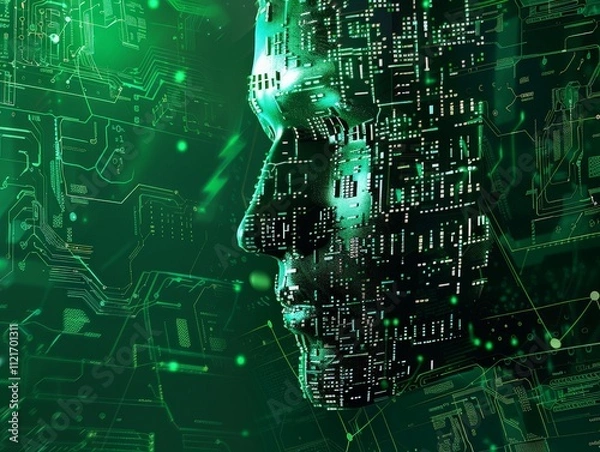 Fototapeta Digital Mind: A Cybernetic Portrait of Artificial Intelligence