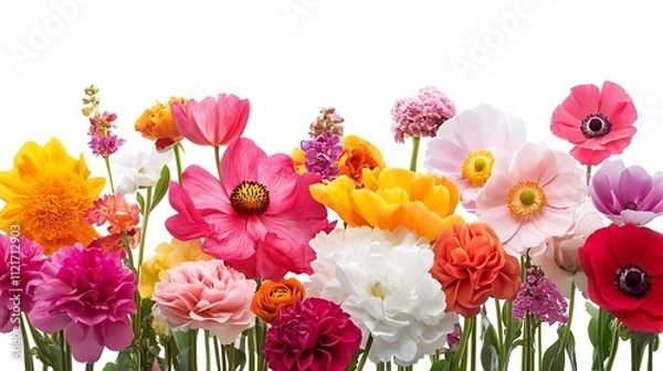 Fototapeta Vibrant blooms in a stunning array of colors. A beautiful summer bouquet.