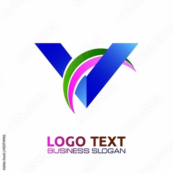 Fototapeta V  lettering logo is simple, easy to understand and authoritative