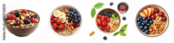 Obraz Delightful berry quinoa breakfast bowls bowl quinoa berries nuts breakfast healthy food fruit oatmeal delicious nutritious morning meal