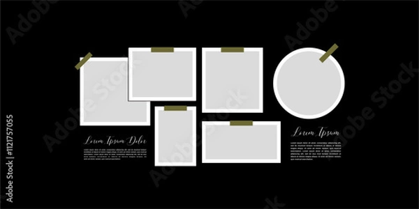 Fototapeta Pictures or photos frame collage. comics page grid layout abstract photo frames and digital photo wall template
