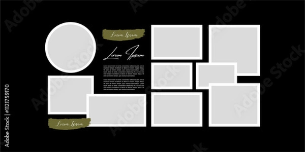 Fototapeta Pictures or photos frame collage. comics page grid layout abstract photo frames and digital photo wall template