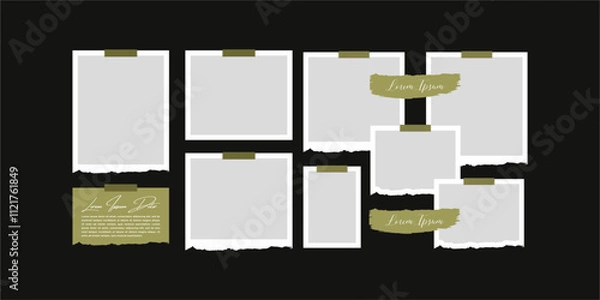 Fototapeta Pictures or photos frame collage. comics page grid layout abstract photo frames and digital photo wall template