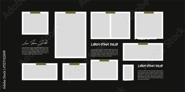 Fototapeta Pictures or photos frame collage. comics page grid layout abstract photo frames and digital photo wall template