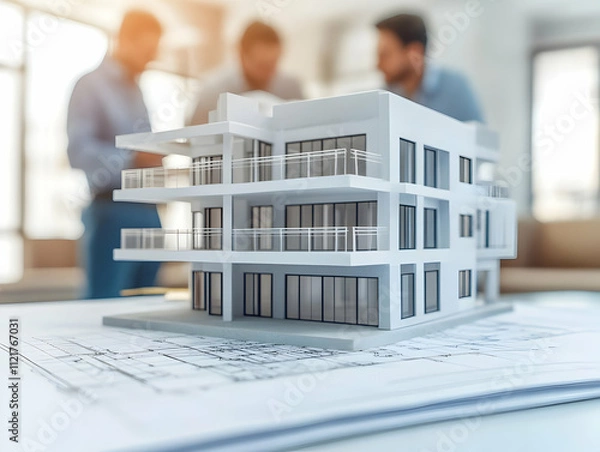 Fototapeta Modern House Architectural Model 3D Render