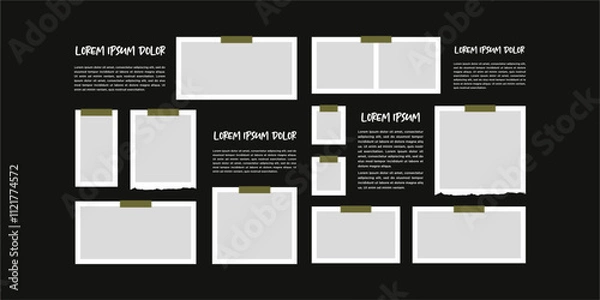 Fototapeta Pictures or photos frame collage. comics page grid layout abstract photo frames and digital photo wall template
